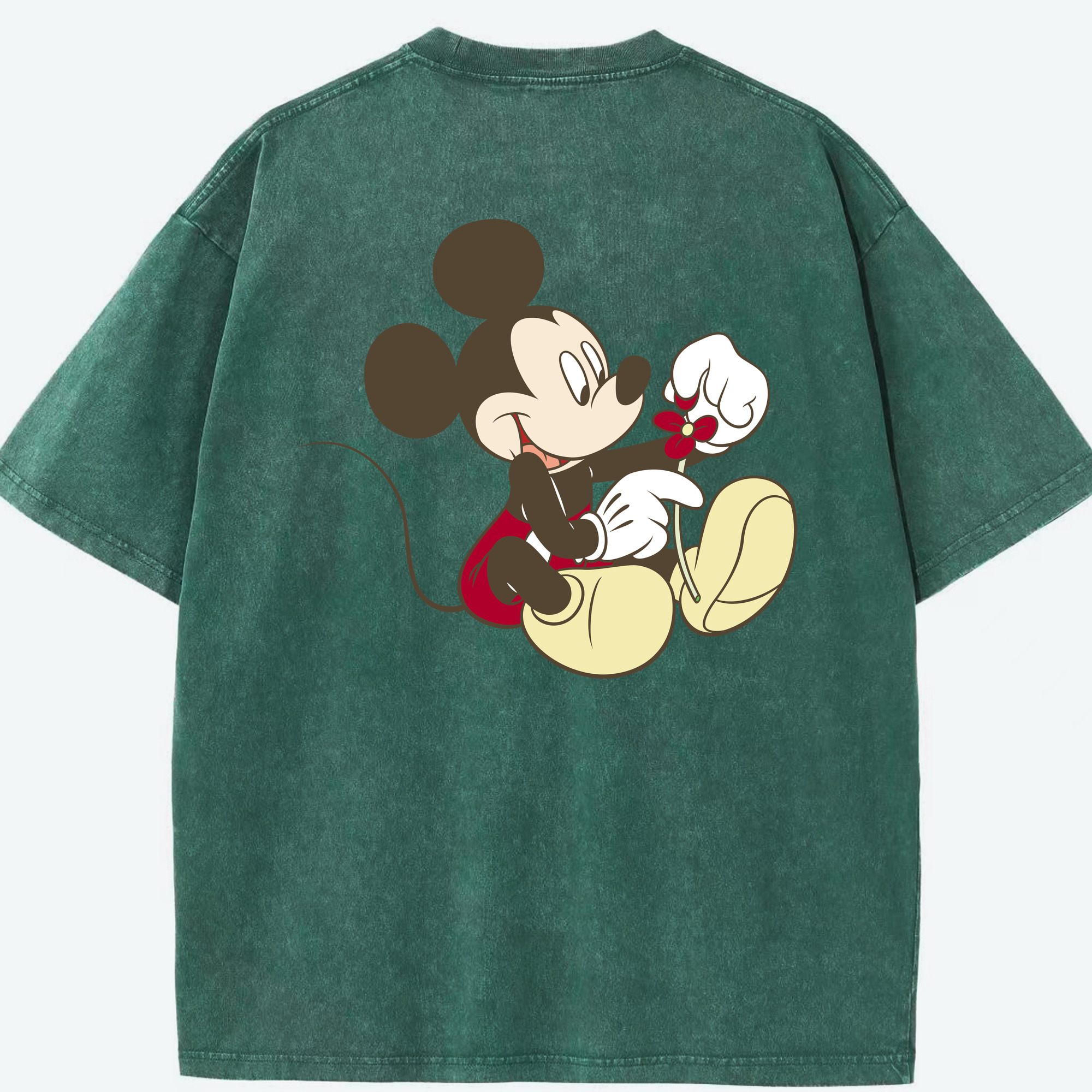 （画像用） ミッキーマウス Mickey Mouse 綿100% ヴィンテージ風 半袖Tシャツ（背面プリント）